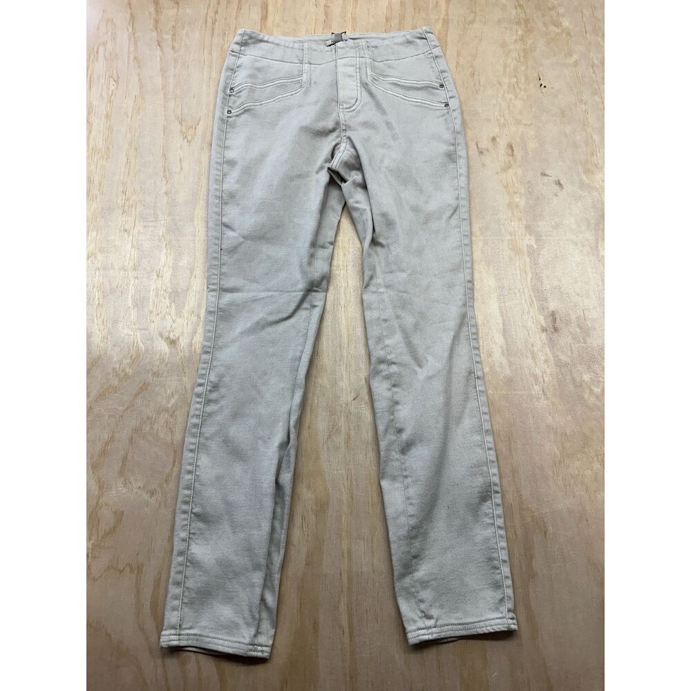 Nic + Zoe 5 Pocket Mid Rise Denim Straight Leg Ankle 2 Acorn BeigePull On Jeans